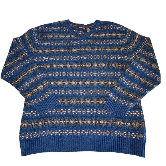 St. John’s Bay Fair Isle Sweater Men’s L Blue - Picture 1 of 11